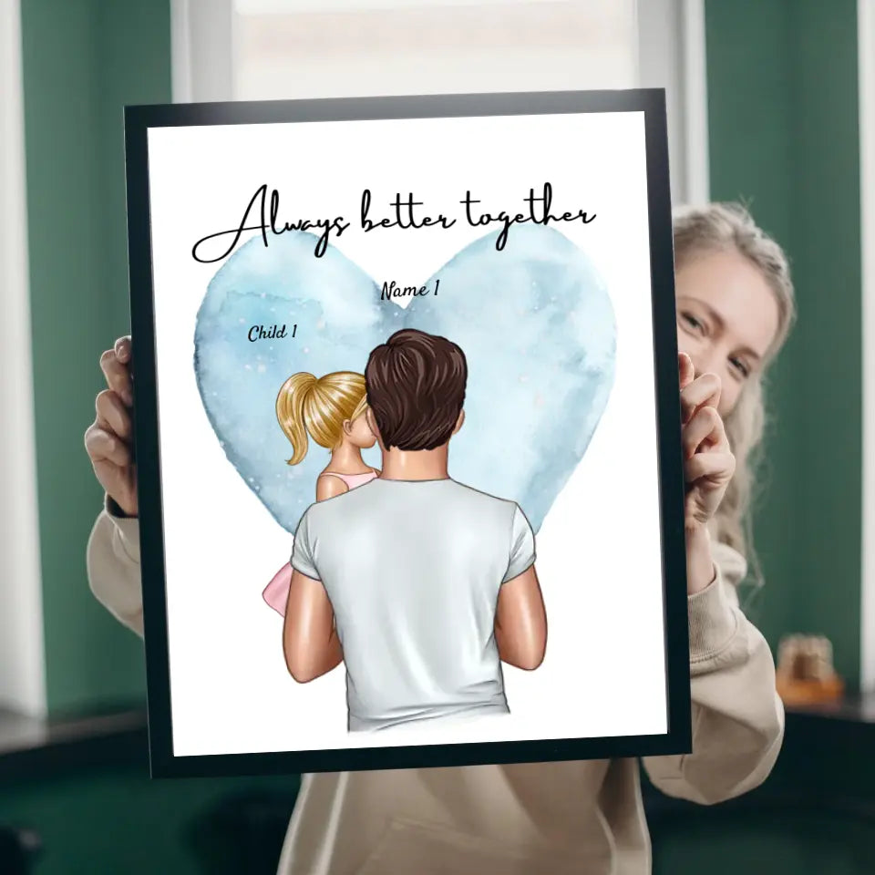 Bester Papa - Personalisierte Leinwand (1-4 Kinder)