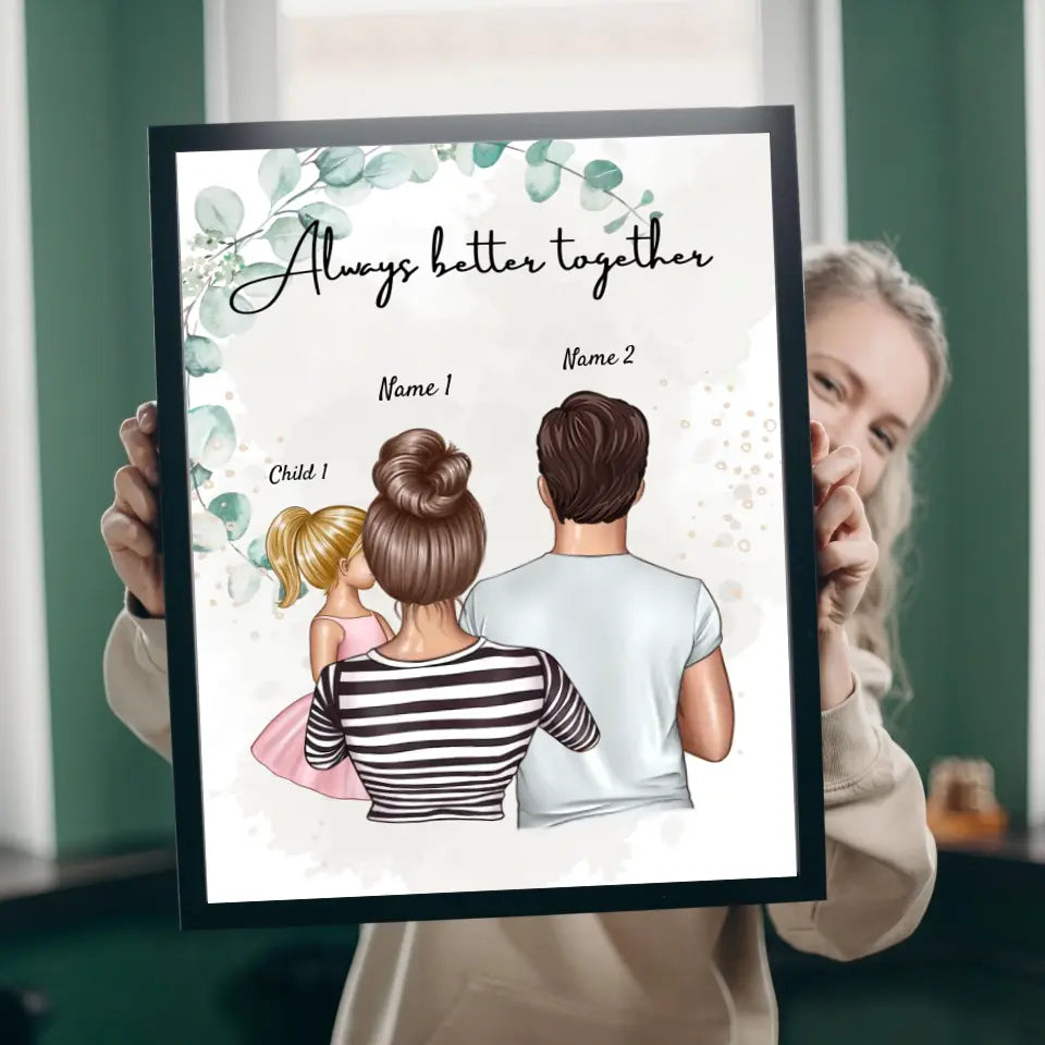 Unsere Familie - Personalisierte Leinwand (1-4 Kinder)