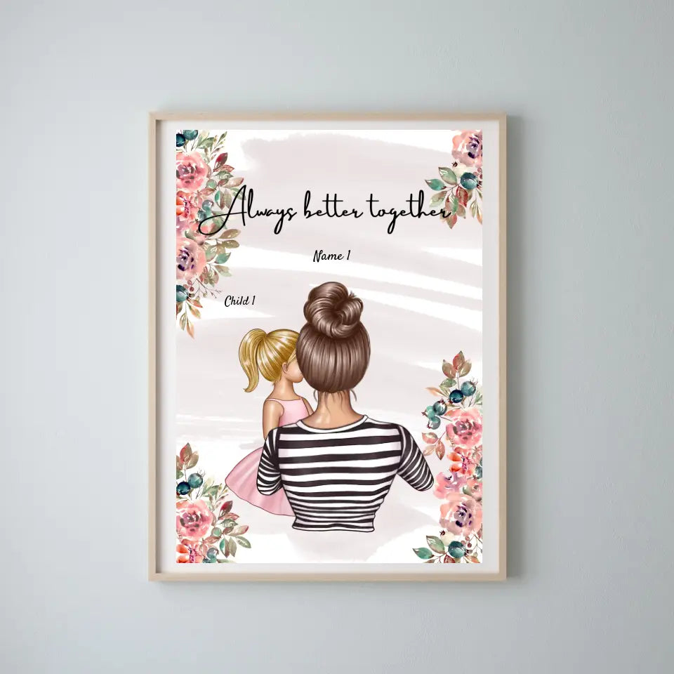Beste Mama - personalisiertes Poster (1-4 Kinder)