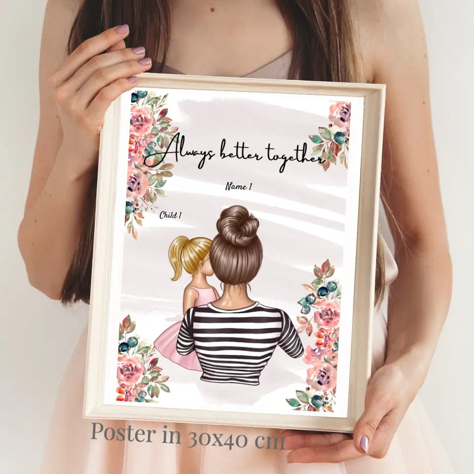Beste Mama - personalisiertes Poster (1-4 Kinder)