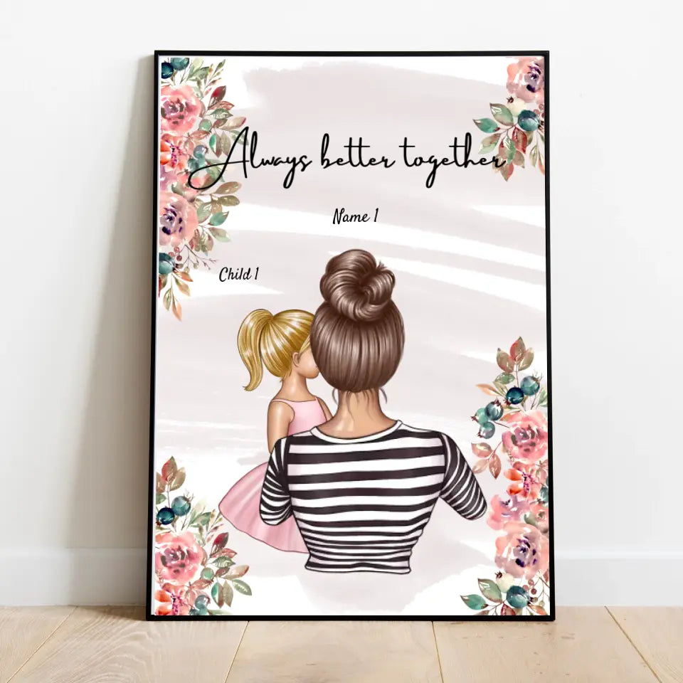 Beste Mama - personalisiertes Poster (1-4 Kinder)