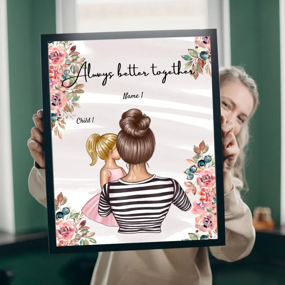Beste Mama - personalisiertes Poster (1-4 Kinder)