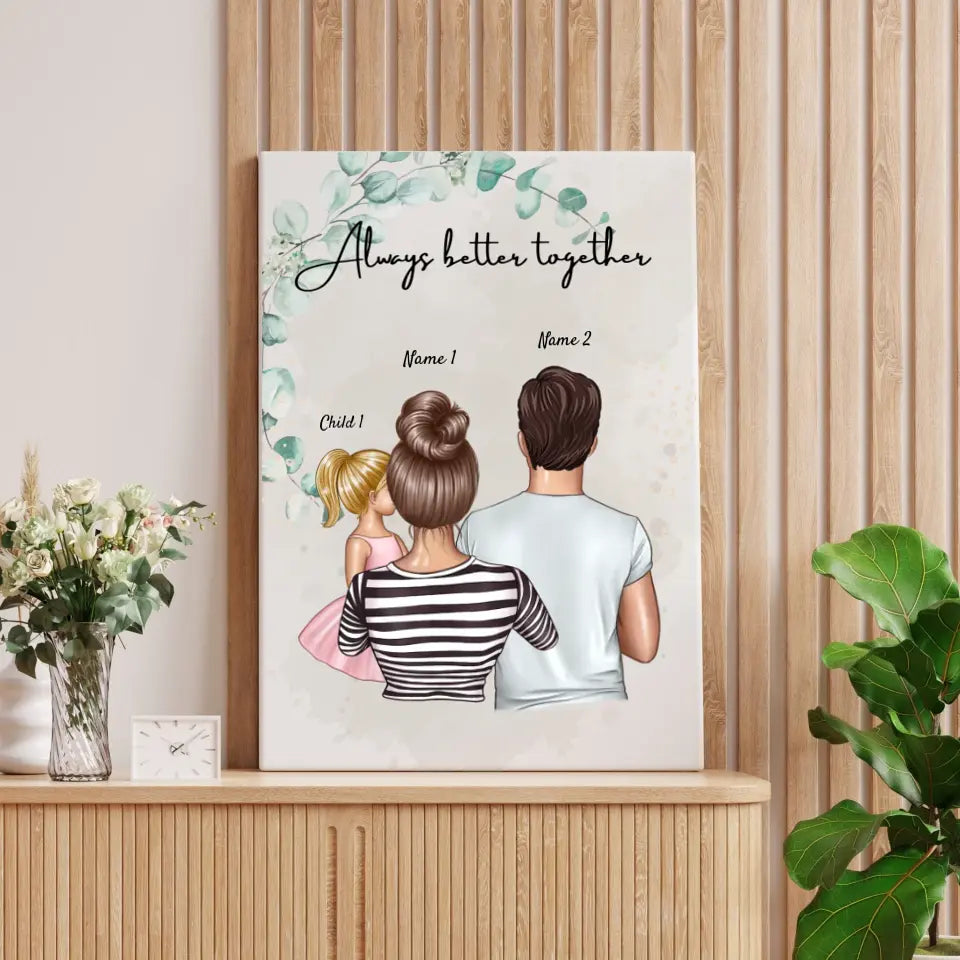 Unsere Familie - personalisiertes Poster (1-4 Kinder)