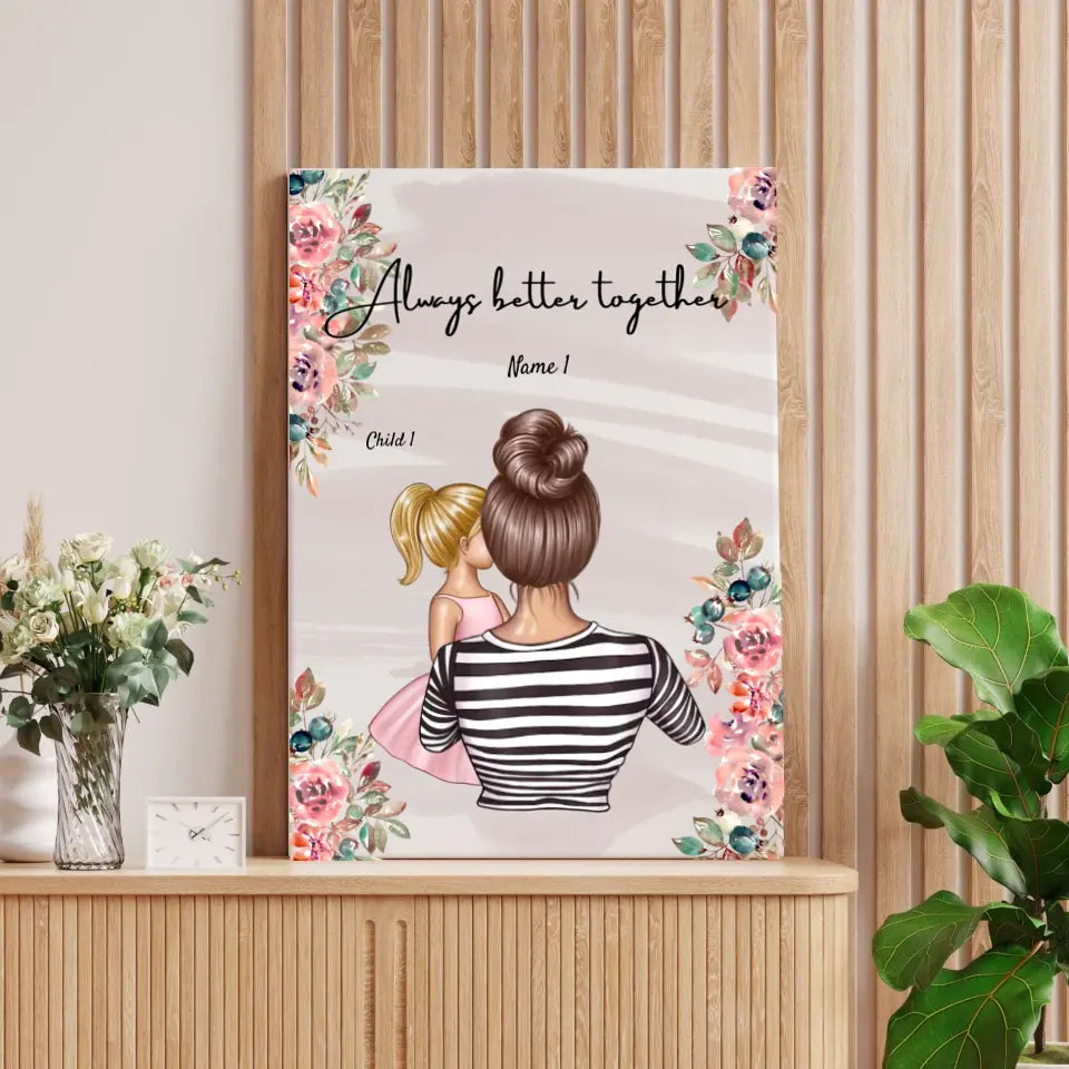 Beste Mama - personalisiertes Poster (1-4 Kinder)