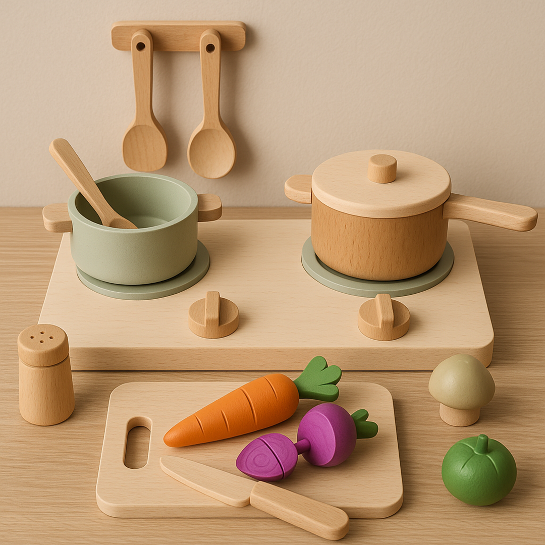 Kochspielset aus Holz – Küchenzubehör für fantasievolles Spielen