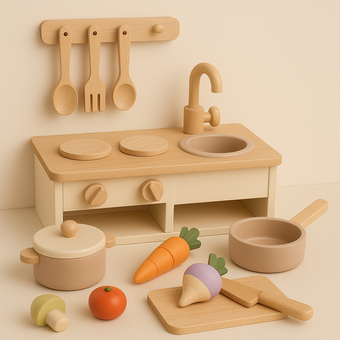 Kochspielset aus Holz – Küchenzubehör für fantasievolles Spielen