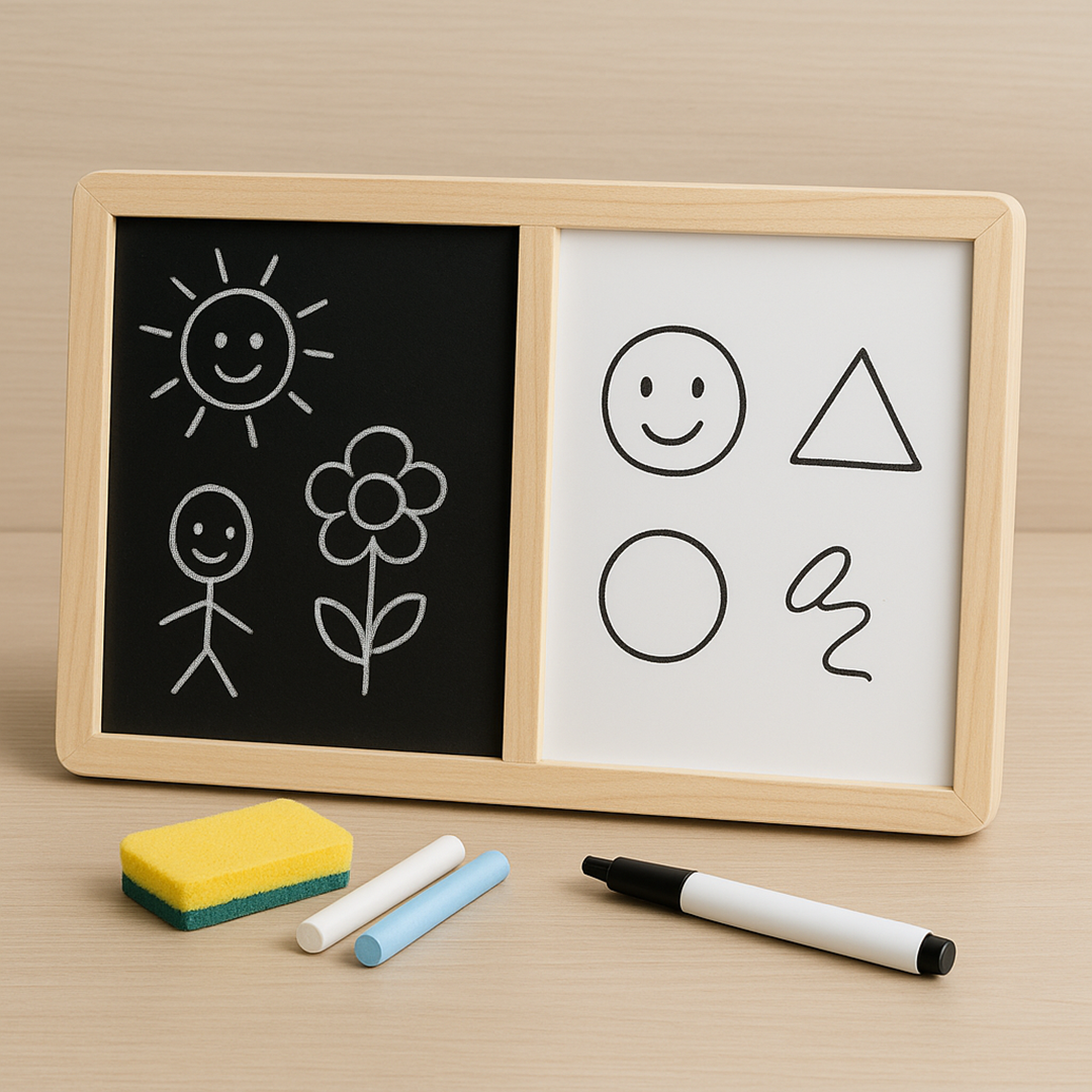 Doppelseitiges Zeichenbrett für Kleinkinder – Kreidetafel- und Whiteboard-Kombination