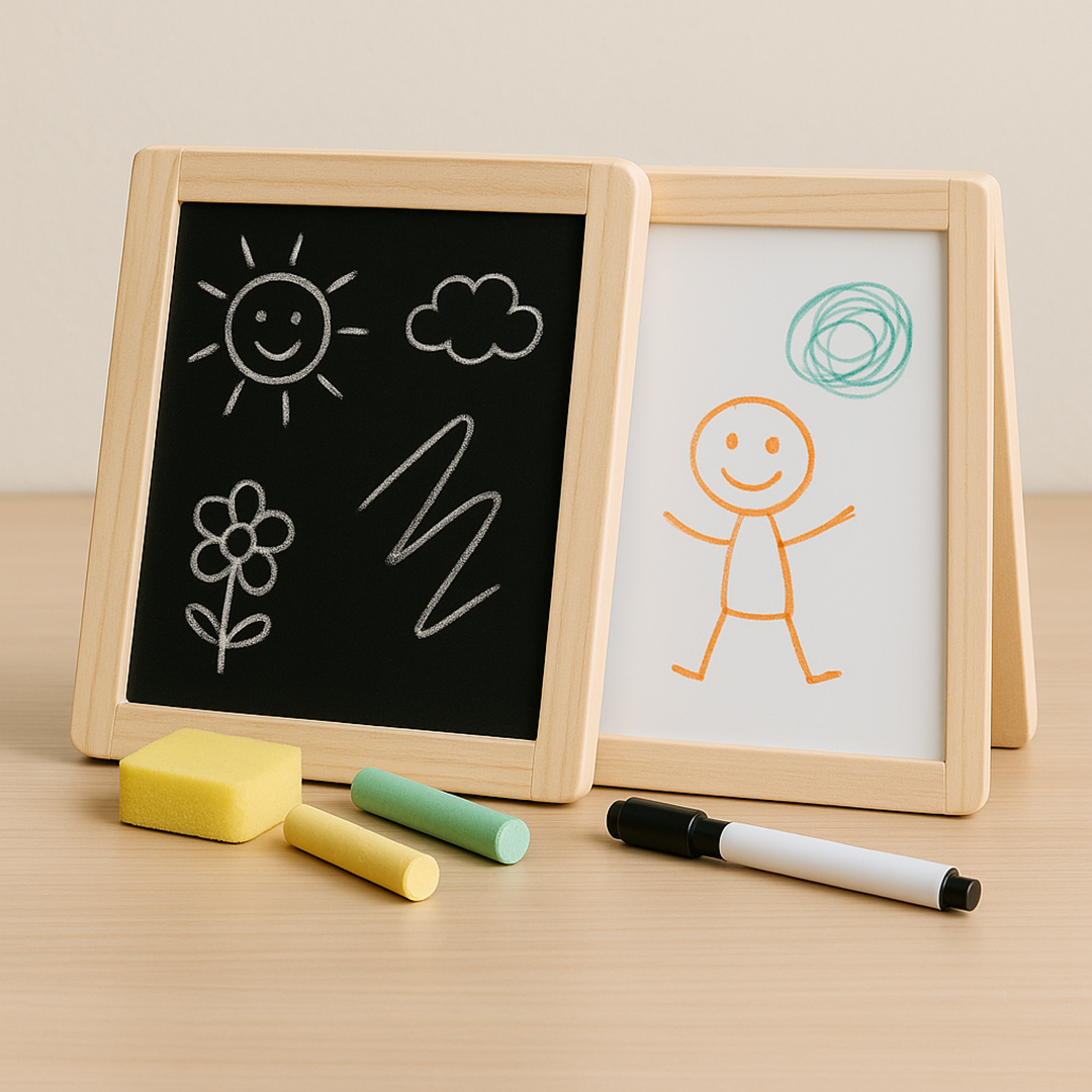 Doppelseitiges Zeichenbrett für Kleinkinder – Kreidetafel- und Whiteboard-Kombination