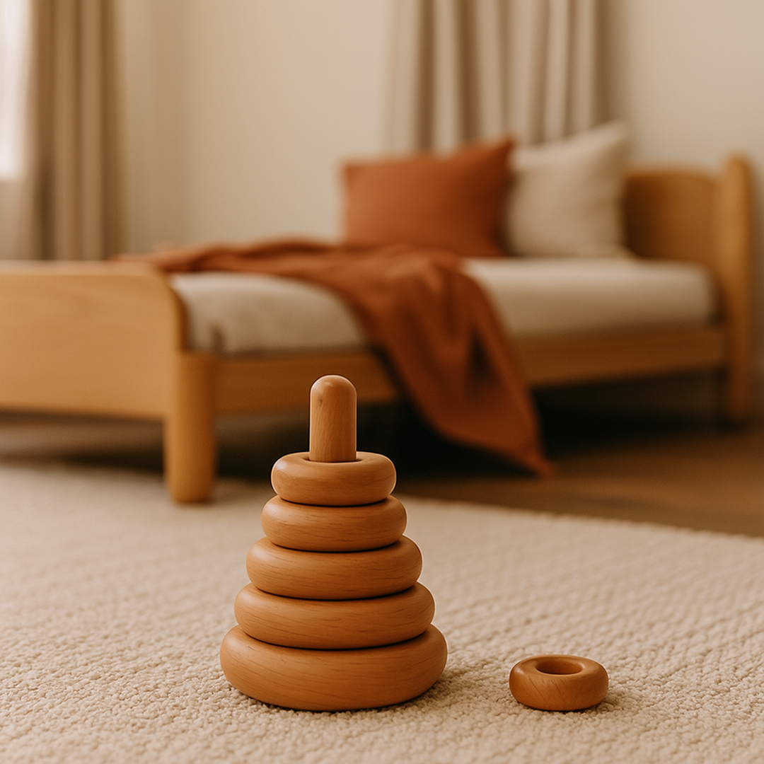 Set mit 6 Stapelscheiben aus Holz für Kinder