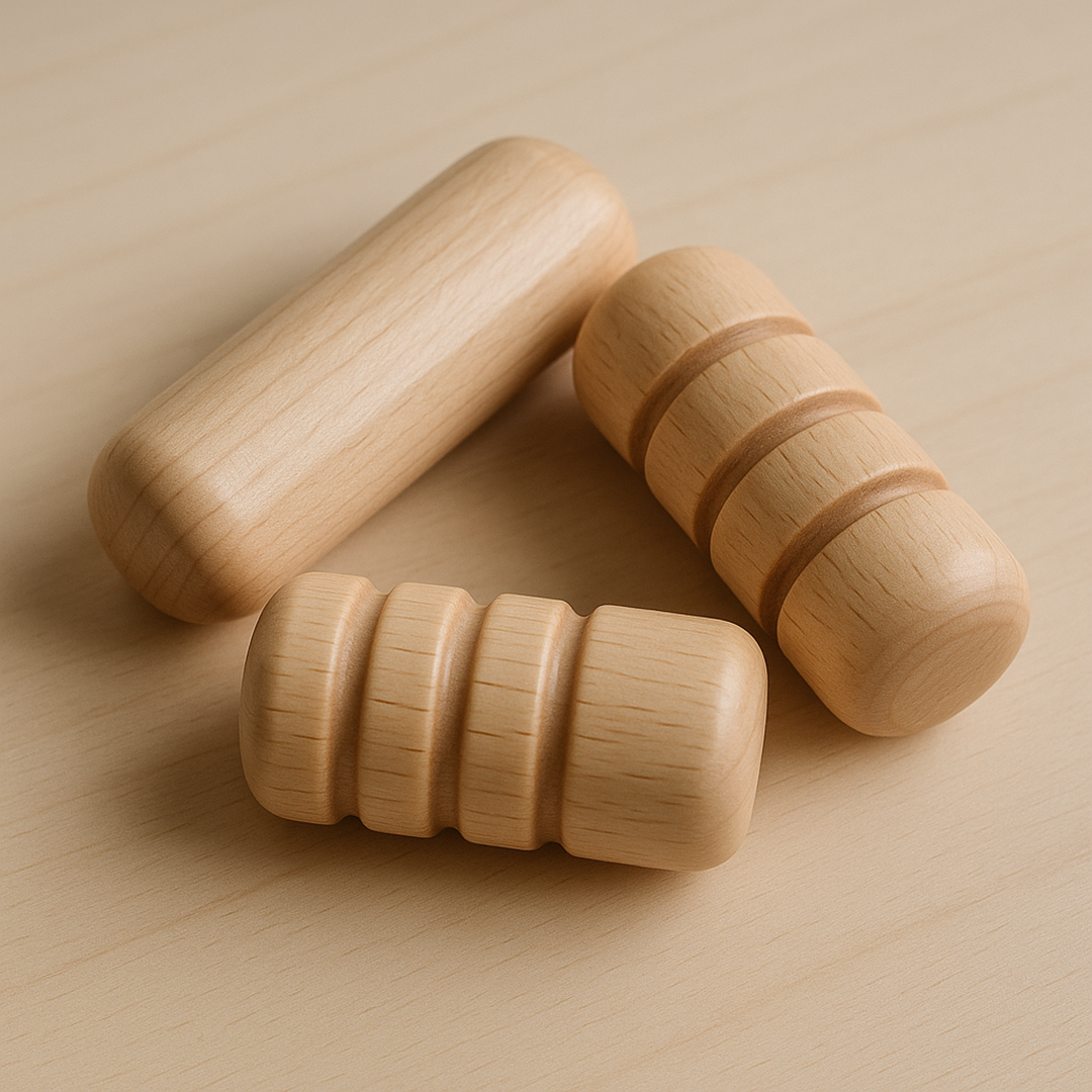 Set mit 3 sensorischen Holzrollen für Kinder