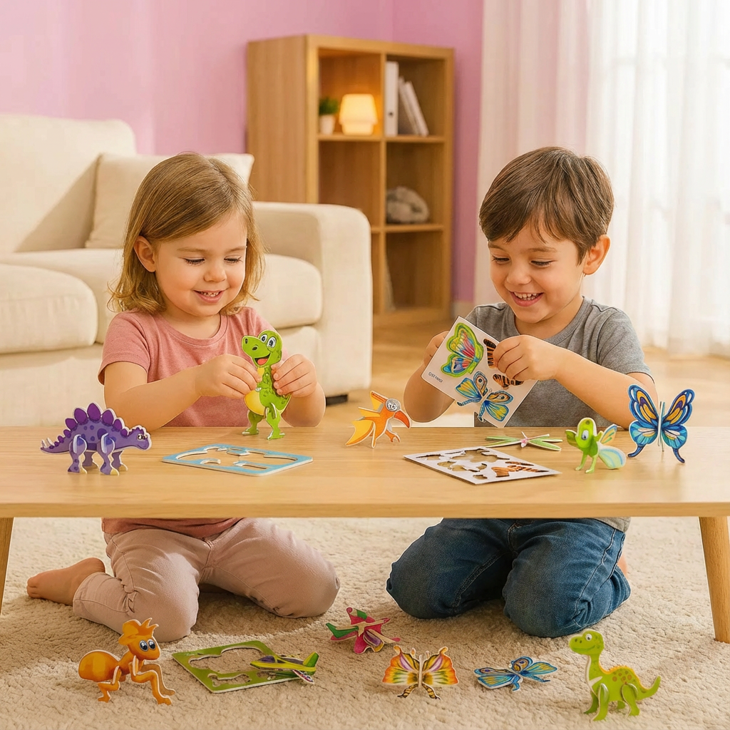 3D-Cartoon-Puzzle-Set für Kinder mit farbenfrohen Designs | Spannendes Lerntool für Kreativität und Feinmotorik