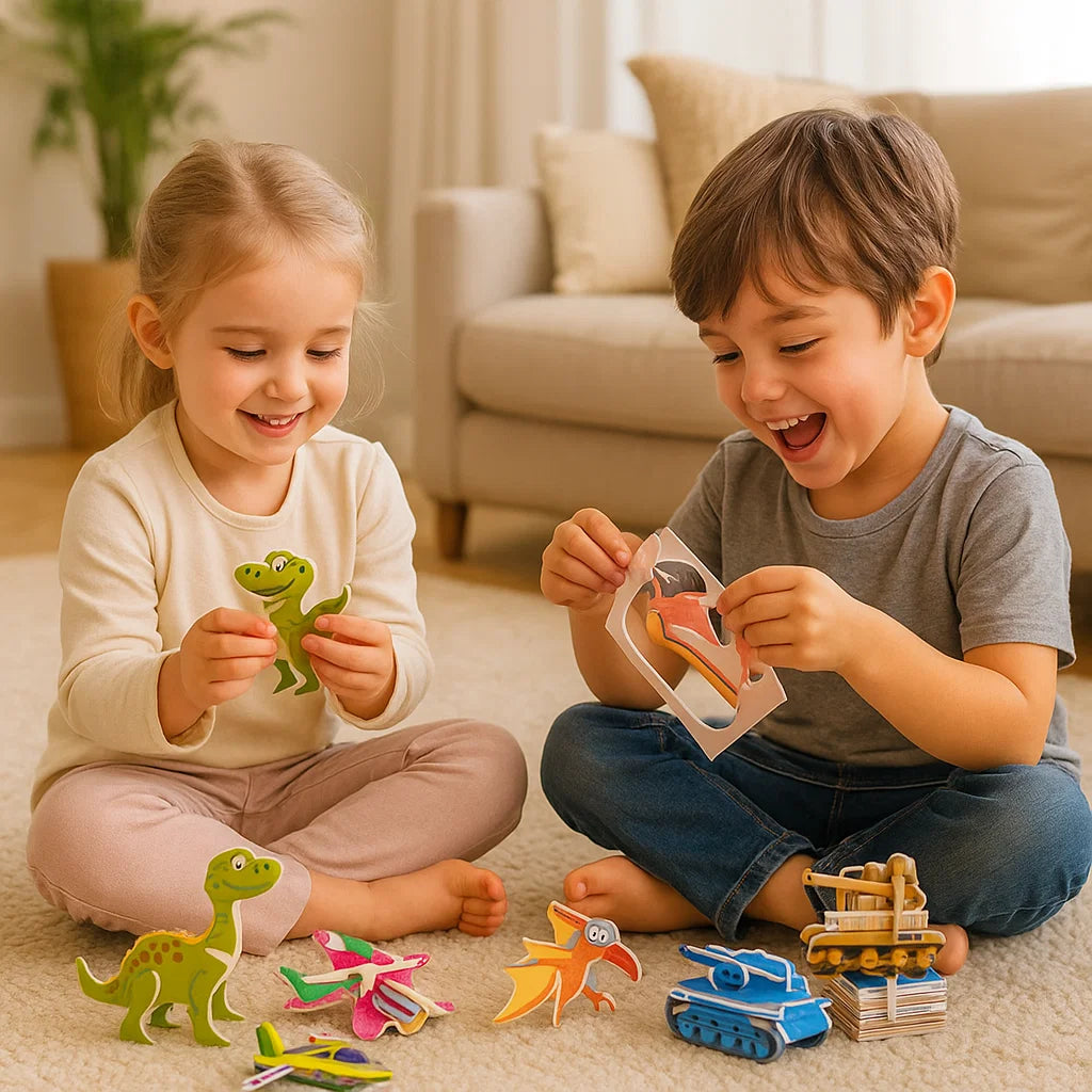 3D-Cartoon-Puzzle-Set für Kinder mit farbenfrohen Designs | Spannendes Lerntool für Kreativität und Feinmotorik