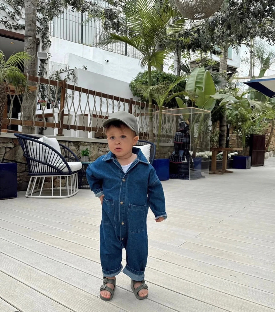 Blaue Denim-Latzhose für Säuglinge und Kleinkinder