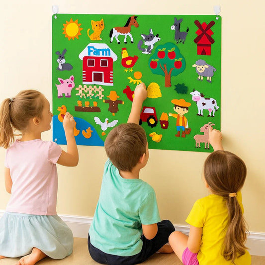 Bauernhof-Themen Filz Aktivitätsboard mit Tierfiguren