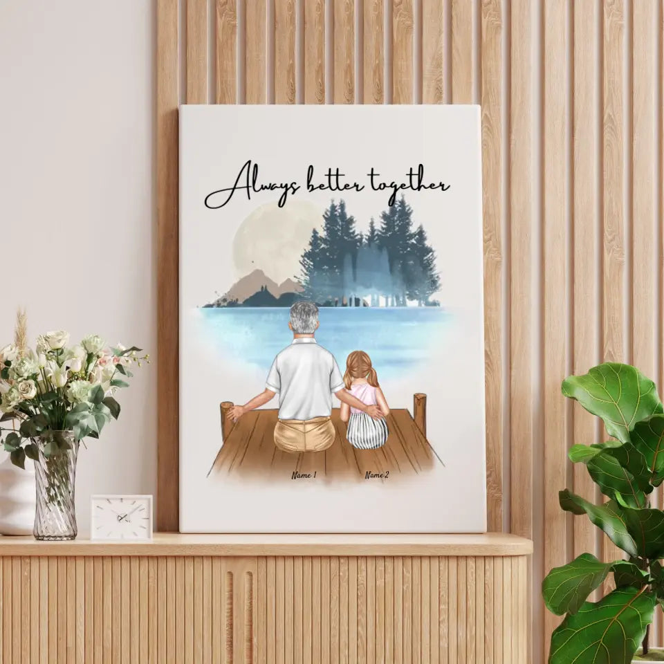 Best Grandpa with Grandchildren - Personalized canvas