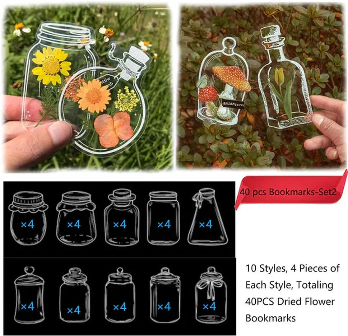 DIY Lesezeichen-Set mit gepressten Blumen - 30-teilige Kollektion