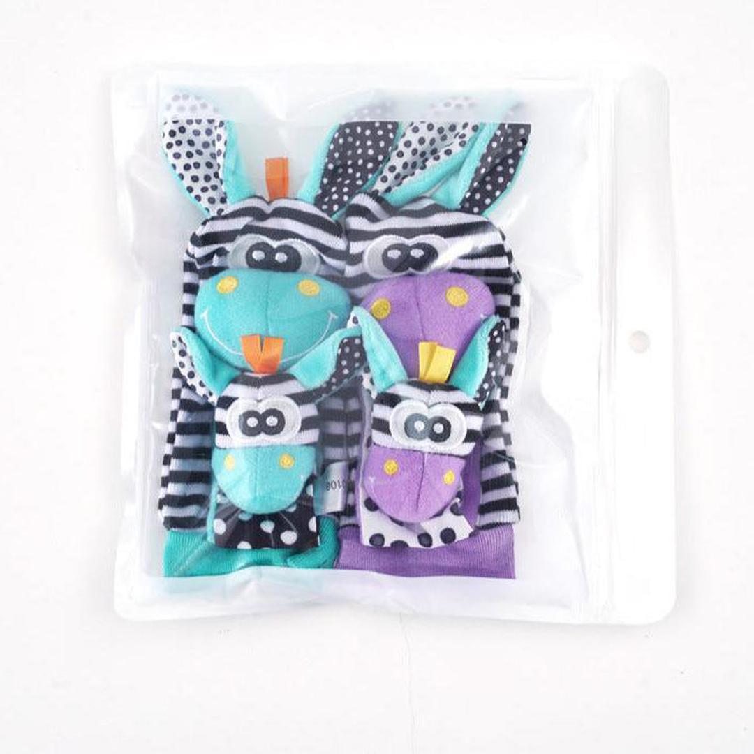 Baby-Sensorik-Plüschsocken- und Armband-Set