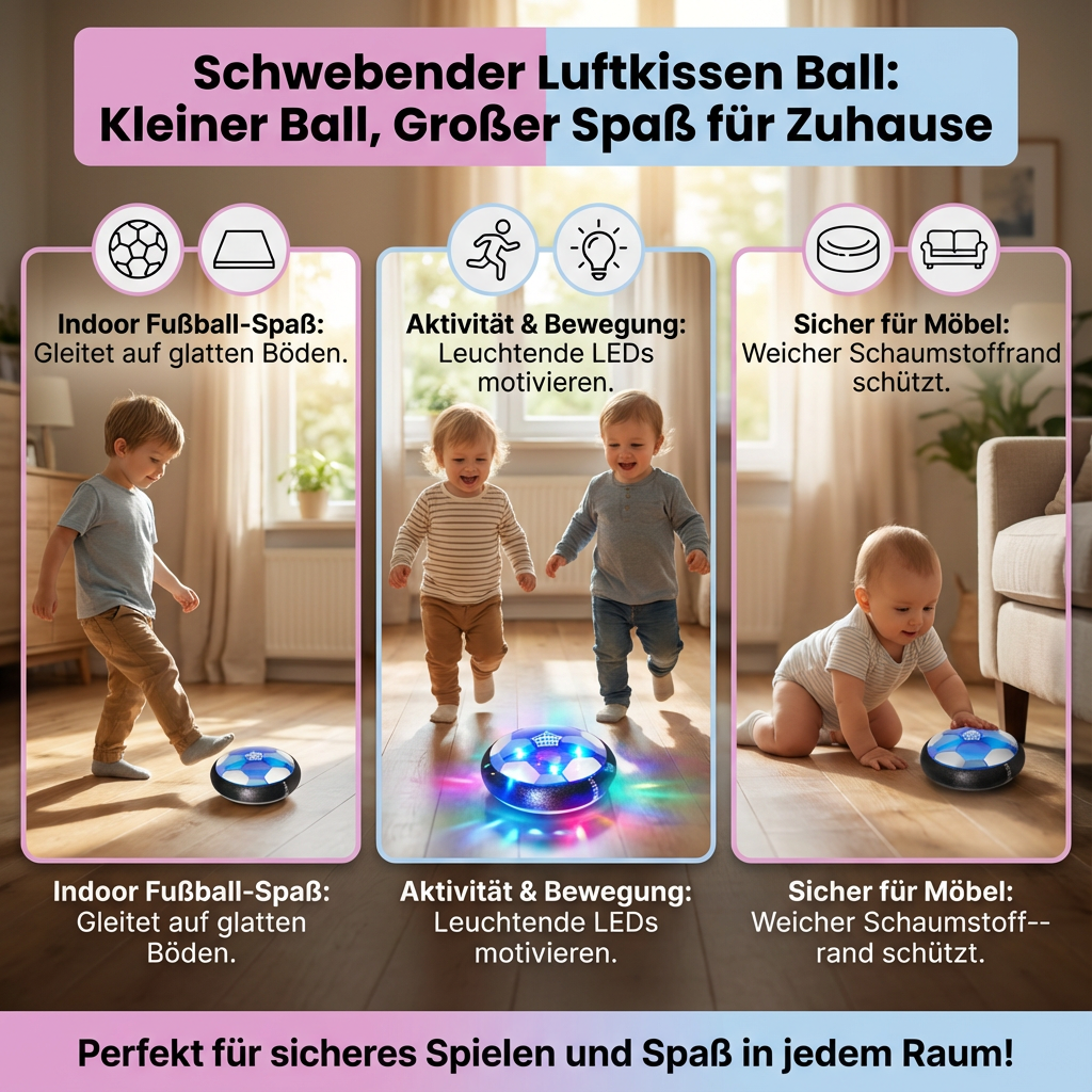 Air Cushion Ball | Indoor Football with LED Lights & Shock-Absorbing Edge | Fun for All Ages 2