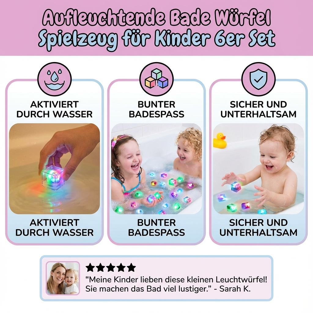 Colorful Bath Dice Toys | Light Up Bath Toys with Magical Glow | Fun Water Play for Kids' Imaginative Adventures 3