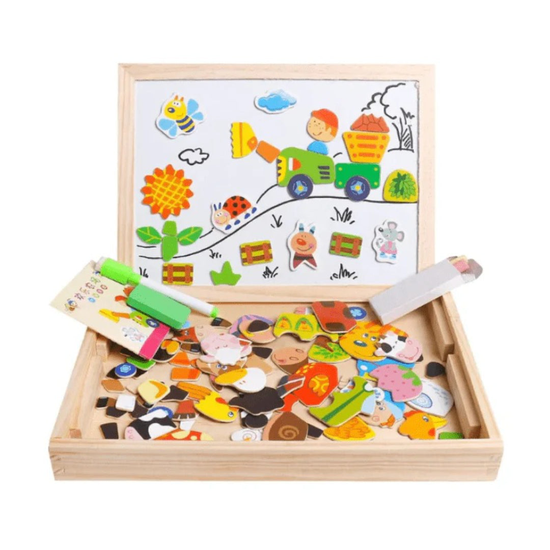 2-in-1 Montessori Zeichentisch – Magnet- & Tafel-Kombination