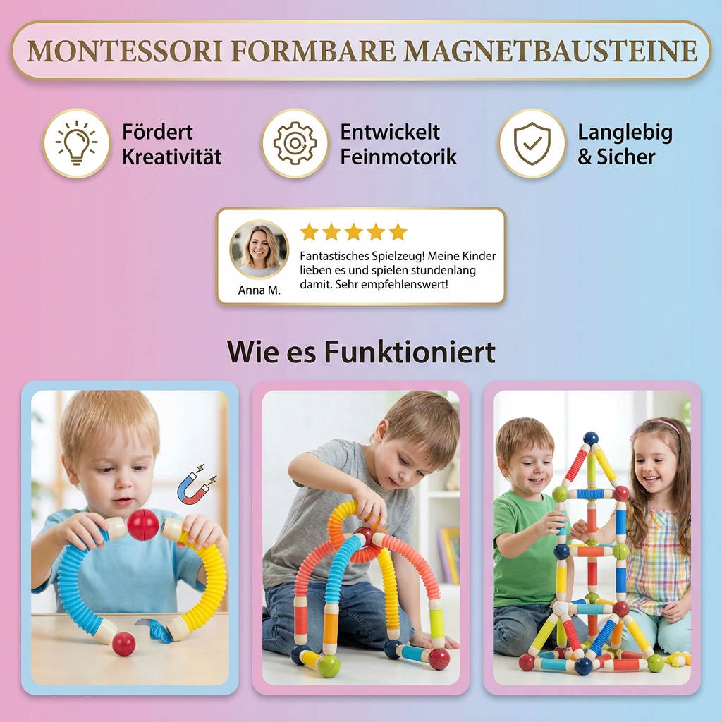Creative Builders | Magnetic Building Blocks with Moldable Design | Endless Learning Fun for Kids 2
