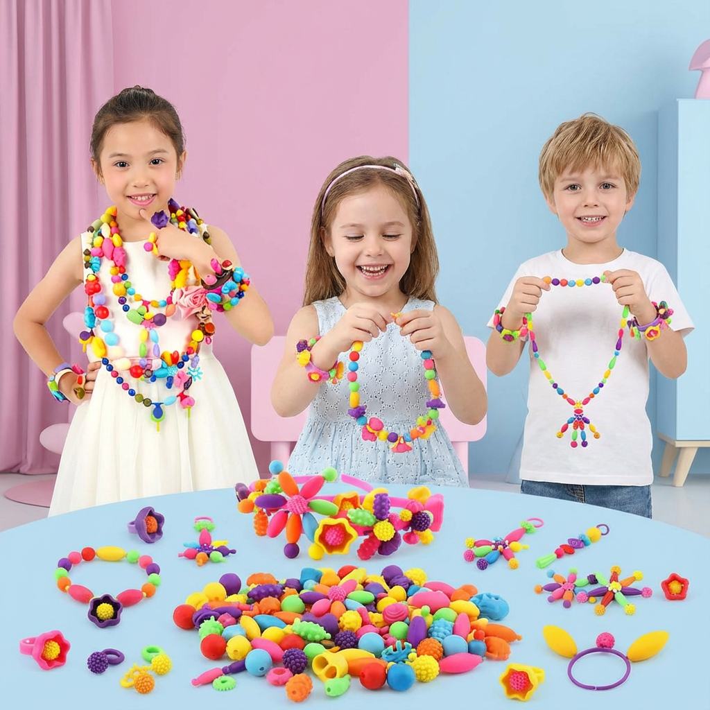 Creative Jewelry Tokens | Bracelet Making Set with 500+ Colorful Pieces | Fun Activity for Kids' Imagination 1
