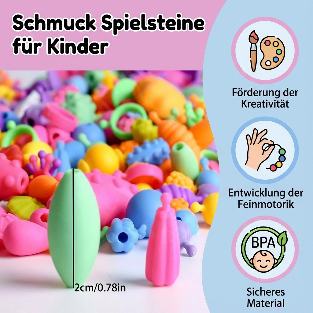 Creative Jewelry Tokens | Bracelet Making Set with 500+ Colorful Pieces | Fun Activity for Kids' Imagination 7