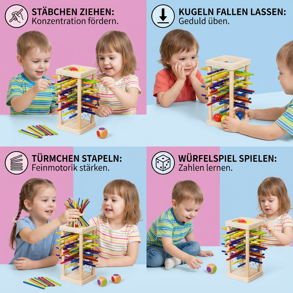 Creative Play | Wooden Toy Ball and Stick Game with Colorful Design | Engaging Skill Development for Kids 4