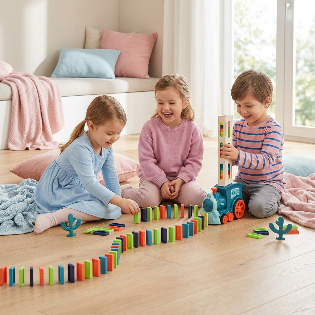 Domino Train | Automatic Tile Laying Toy with Colorful Design | Creative Family Fun for All Ages 1