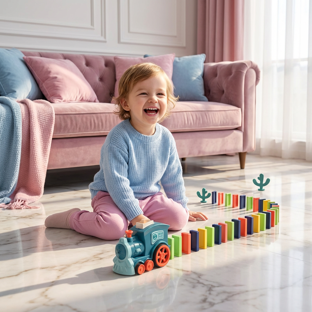 Domino Train | Automatic Tile Laying Toy with Colorful Design | Creative Family Fun for All Ages 2