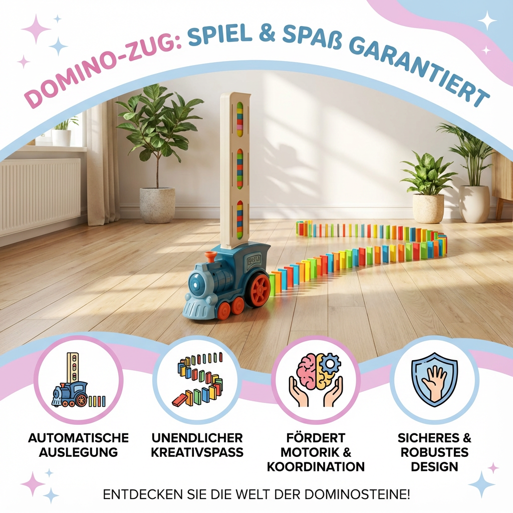 Domino Train | Automatic Tile Laying Toy with Colorful Design | Creative Family Fun for All Ages 3