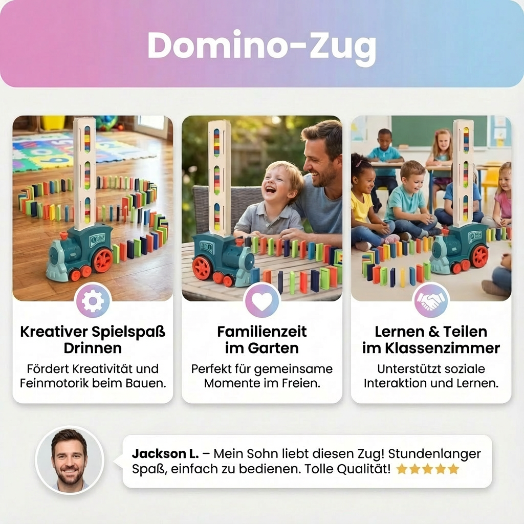 Domino Train | Automatic Tile Laying Toy with Colorful Design | Creative Family Fun for All Ages 4