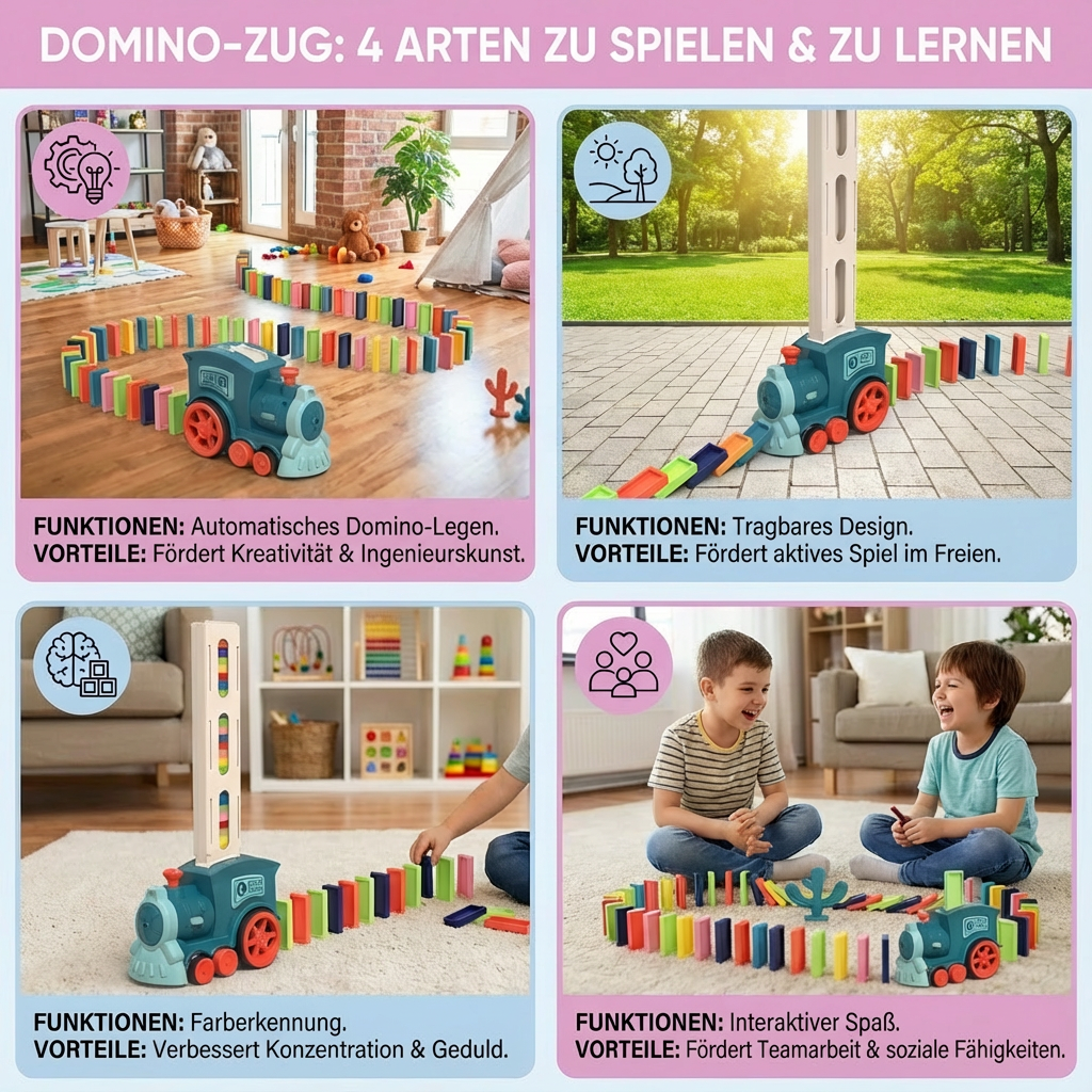 Domino Train | Automatic Tile Laying Toy with Colorful Design | Creative Family Fun for All Ages 5