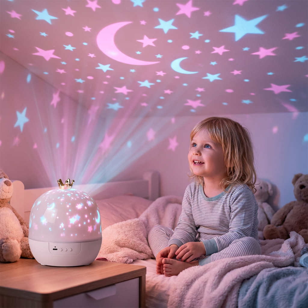 Traumhafte Nächte | LED-Nachtlichtprojektor mit beruhigenden Projektionen | Sichere Einschlafhilfe für Kinder