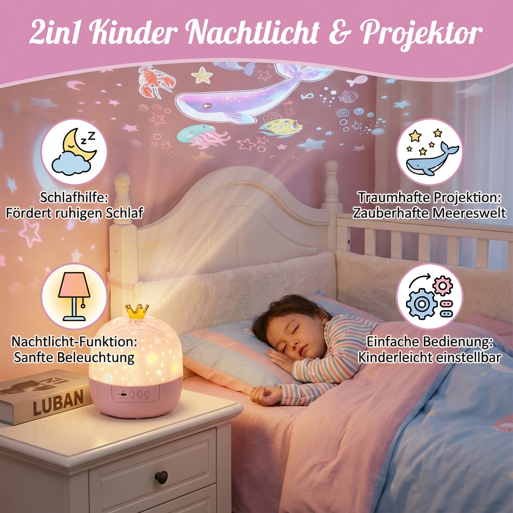 Dreamy Nights | LED Night Light Projector with Soothing Projections | Safe Sleep Aid for Kids 4