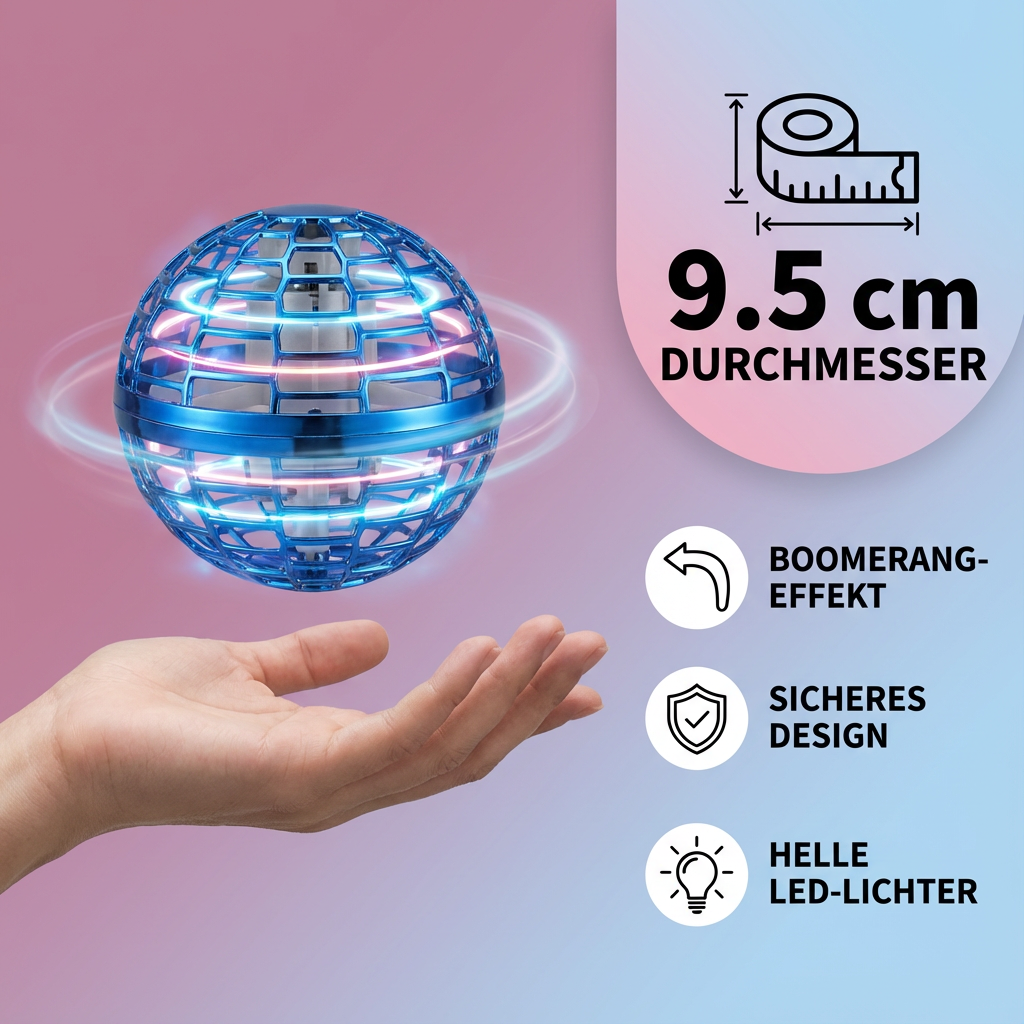 GlowSphere | Floating Game Ball with LED Effects | Rechargeable Fun for All Ages 6