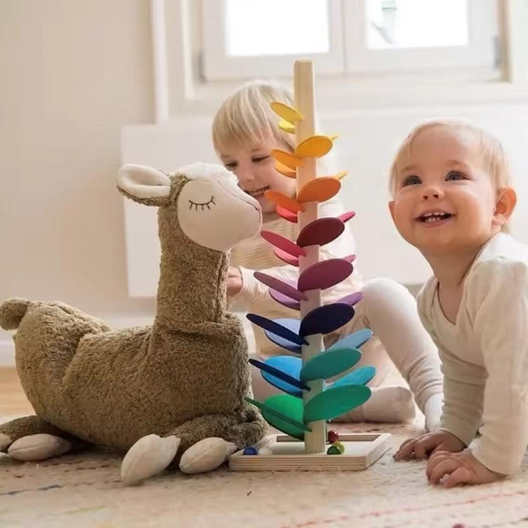 Bunter Holzballbahn-Turm für Kinder – Inklusive Bälle
