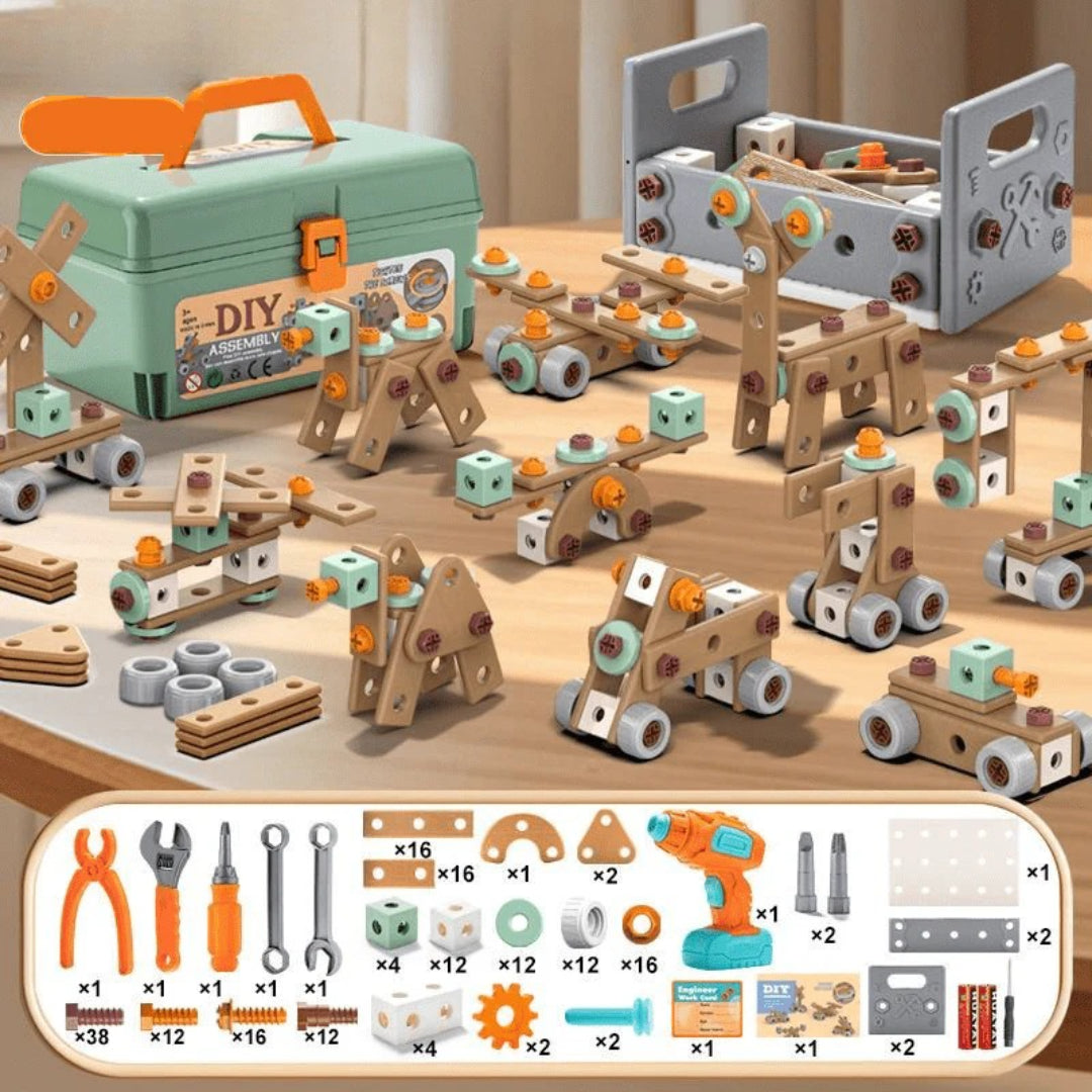 100-teiliges Bauwerkzeug-Set – Fantasievolles Spielzeug zum Bauen