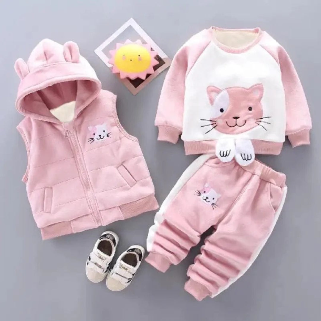 Baby Outfit Set: Bären-Themen Jacke Weste und Hose