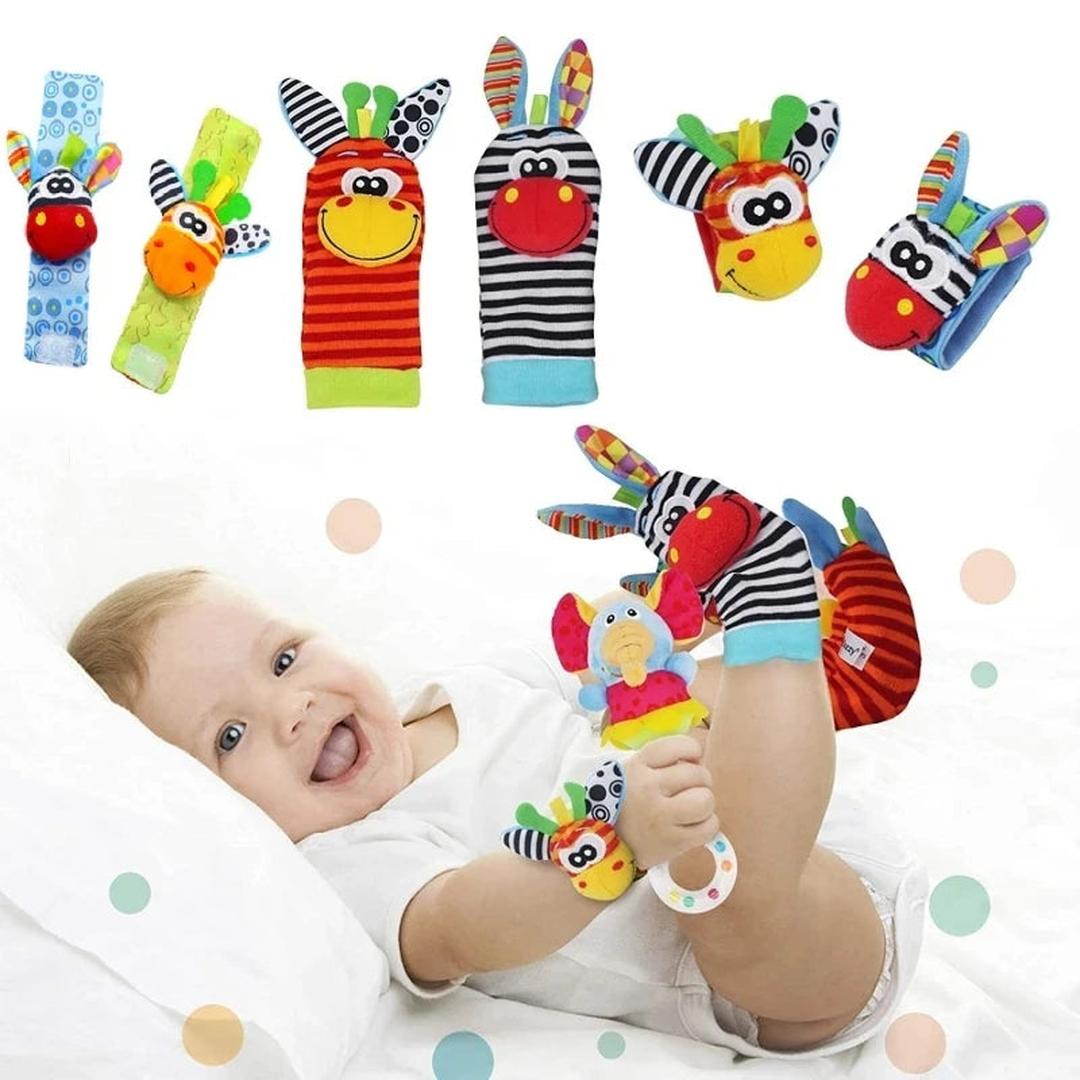 Baby-Sensorik-Plüschsocken- und Armband-Set