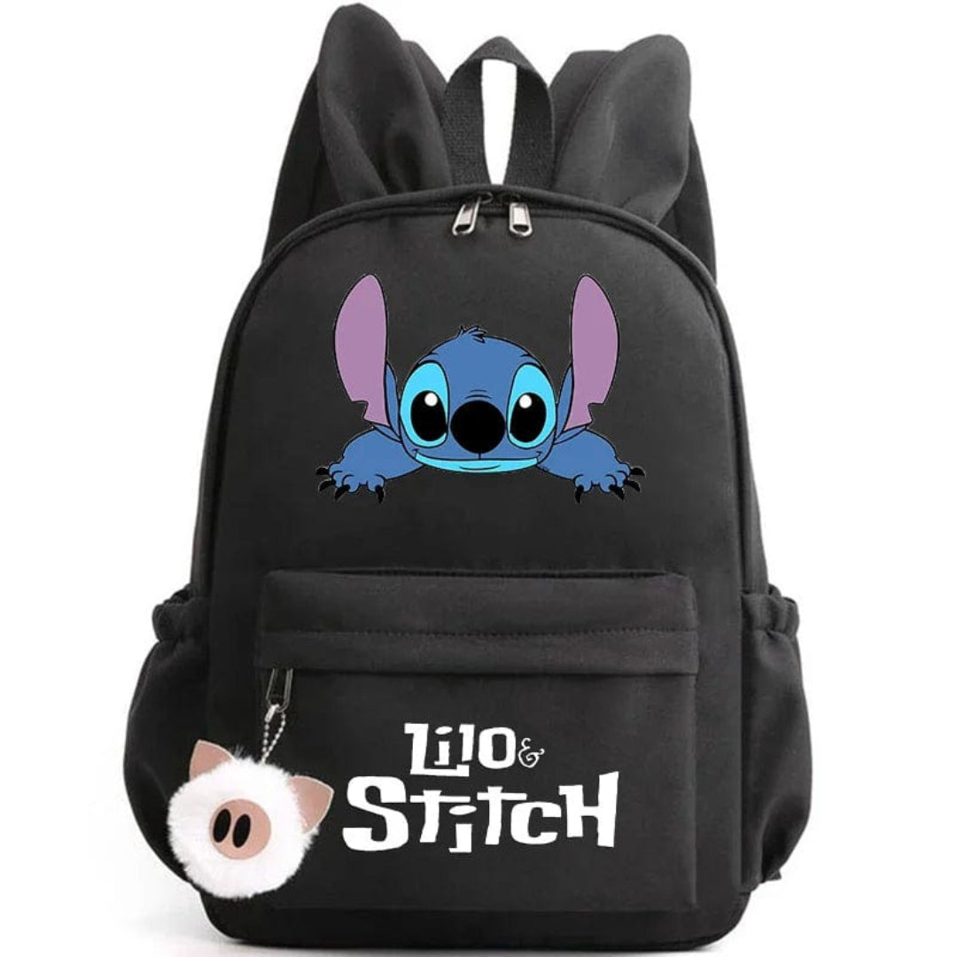 Stitch-Themen-Schulrucksack mit Schlüsselanhänger