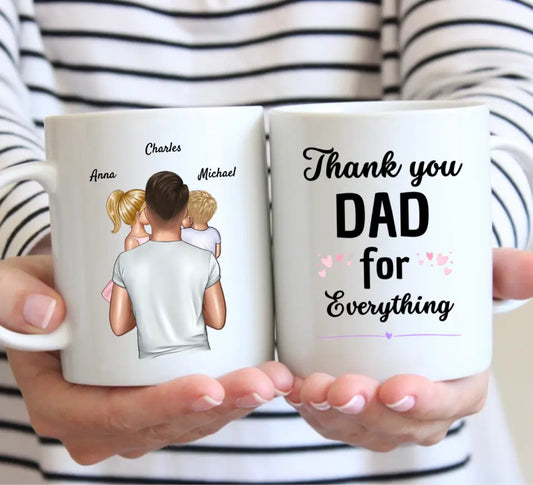 Bester Papa aller Zeiten - personalisierte Tasse (1-4 Kinder)