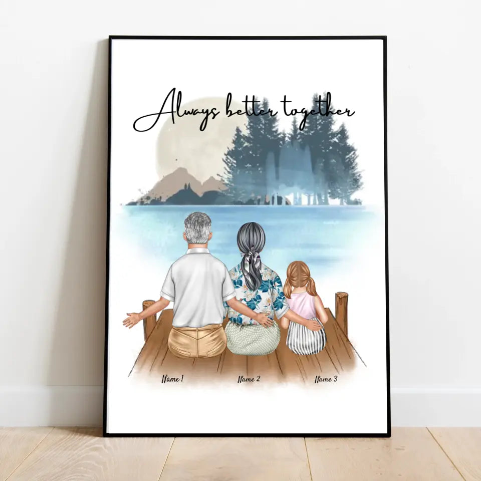 Grandparents with grandchildren - personalized poster