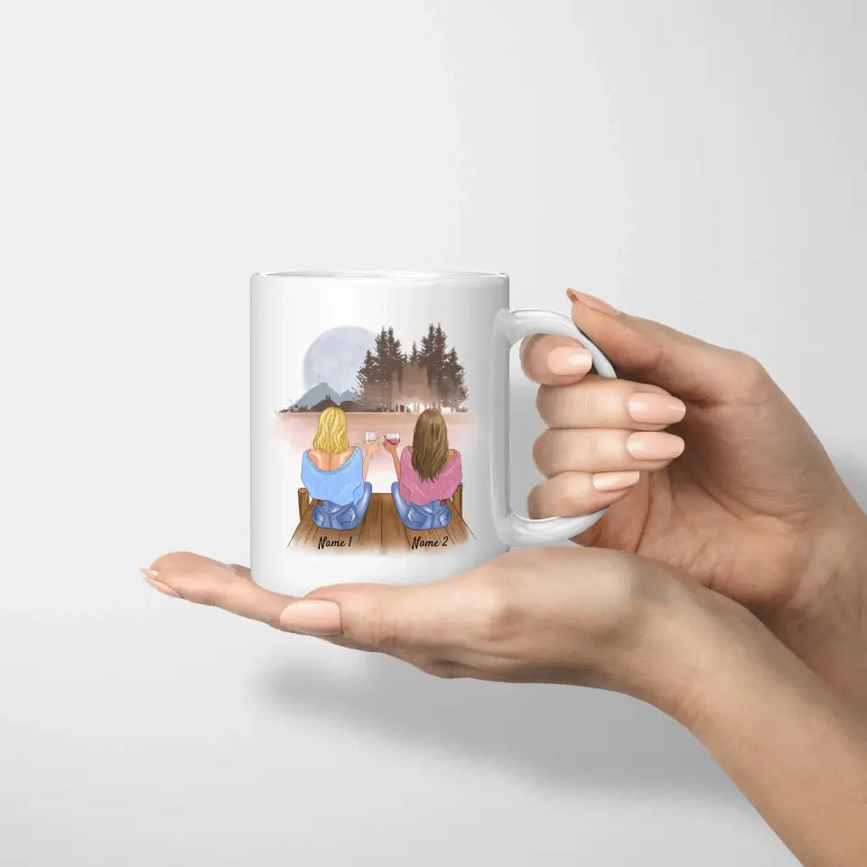 Beste Freunde mit Getränken - personalisierte Tasse (2-4 Frauen)