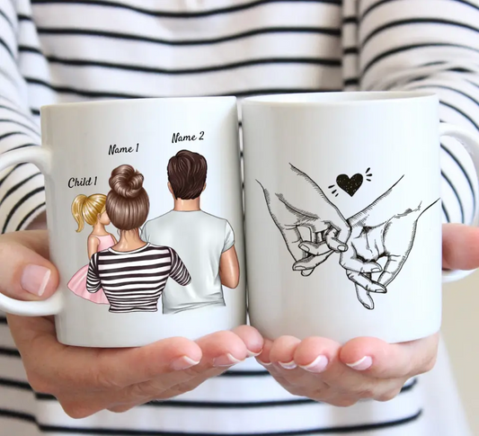 Glückliche Familie - personalisierte Tasse (1-4 Kinder)