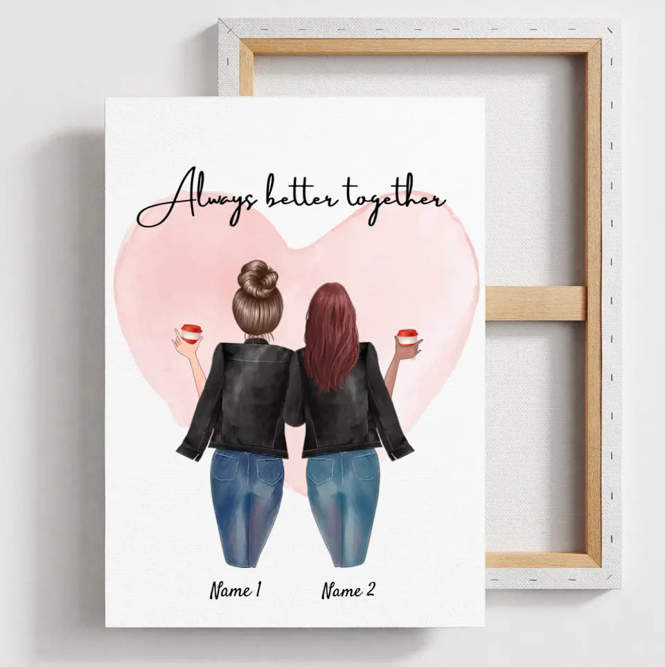 Besties in Lederjacken - personalisiertes Poster (2-3 Freunde)